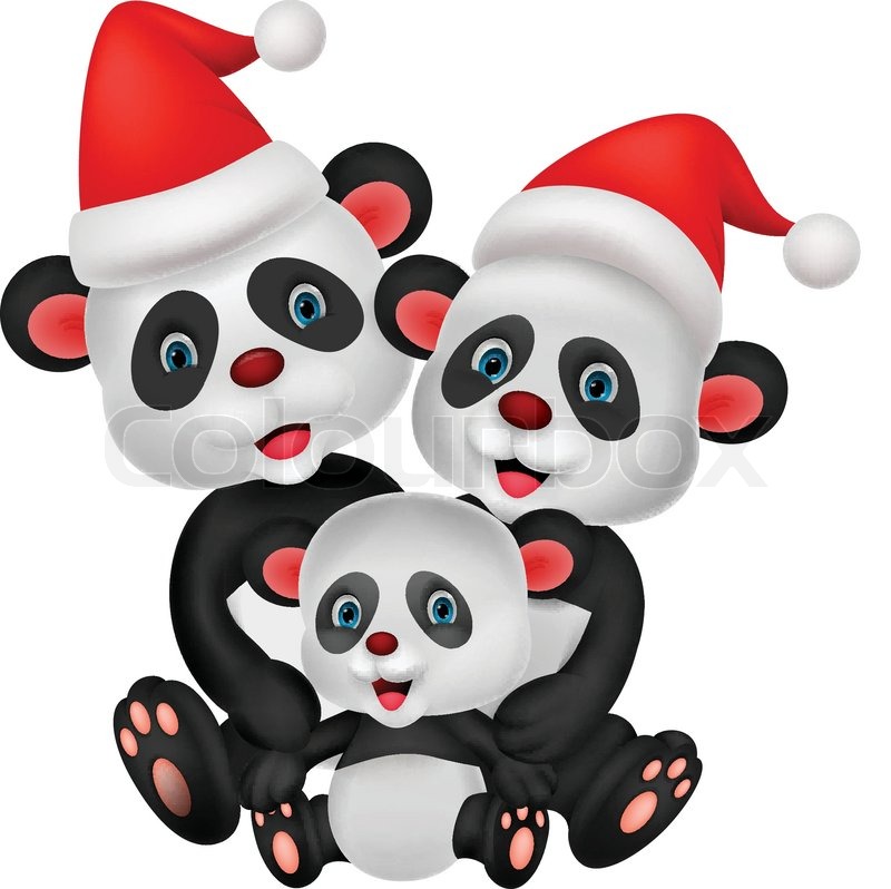 800x798 Vector Illustration Of Cute Cartoon Panda Bear Family Stock