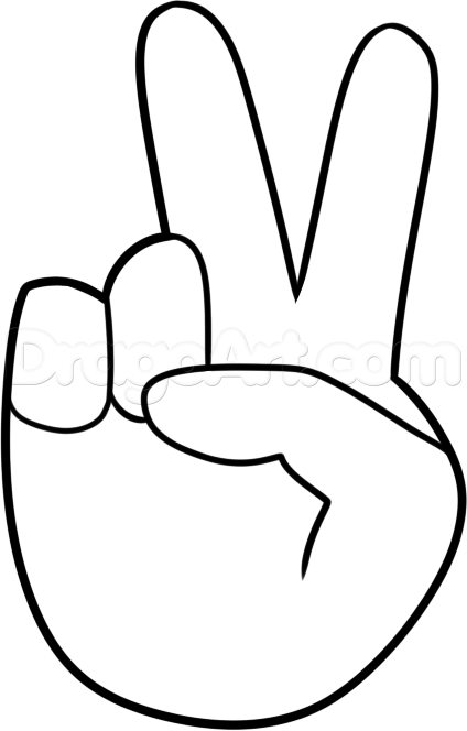 424x664 Peace Sign Clipart Anime Hand