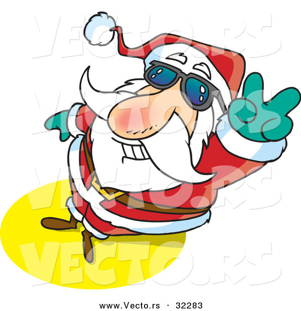 600x620 Cartoon Vector Of A Santa Gesturing Peace Hand Sign By Toonaday