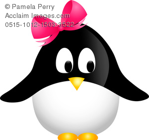 300x281 Art Image Of A Cartoon Girl Penguin Wearing A Bow