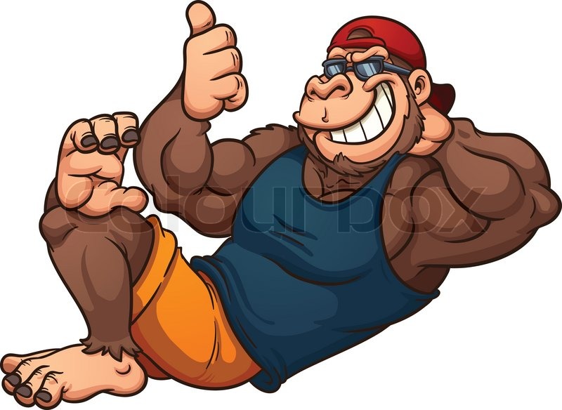 800x584 Cool Cartoon Gorilla Relaxing. Vector Clip Art Illustration