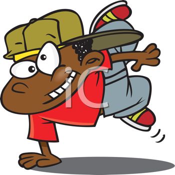 350x350 Cartoon Of A Little Black Boy Break Dancing
