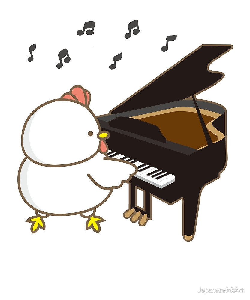 833x1000 Funny Chicken Piano Emoji Cartoon Instrument Art By