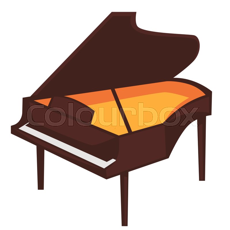 800x800 Big Brown Piano Of Classic Shape With Open Top And Bright Orange