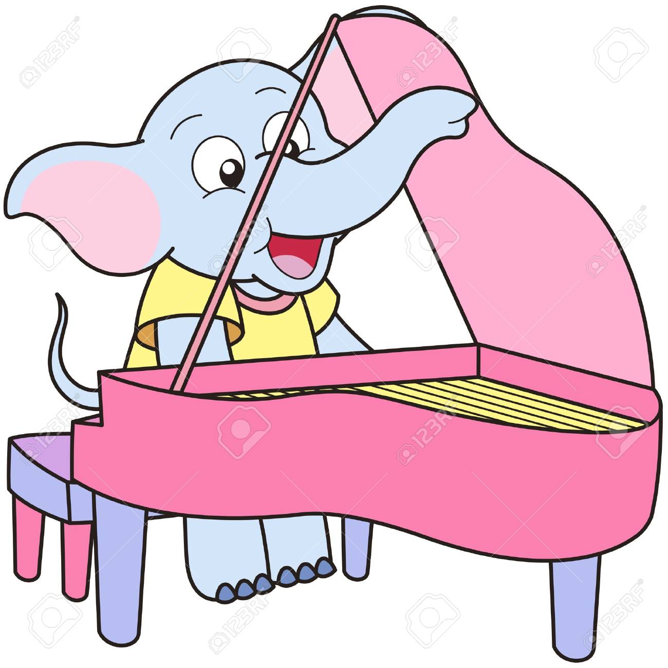 1300x1300 Cartoon Elephant Playing A Piano. Royalty Free Cliparts, Vectors
