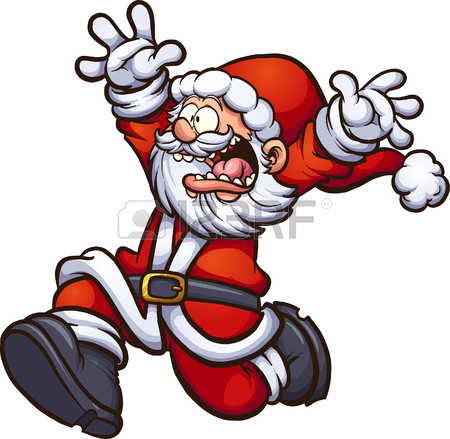 450x439 Santa Claus Running Scared With Arms Up. Vector Clip Art
