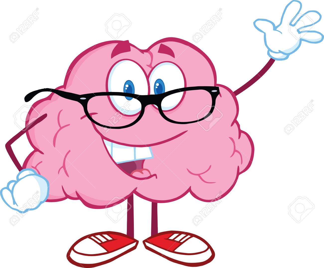 1300x1075 Smiling Brain Teacher Cartoon Character Waving For Greeting
