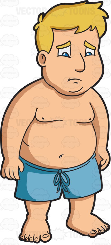 467x1024 A Very Sad Overweight Man Cartoon Clipart