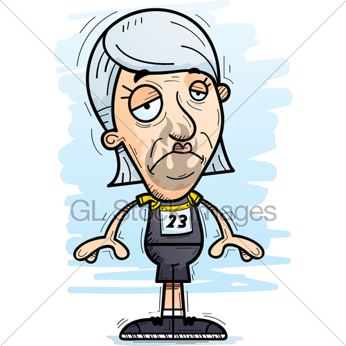 500x500 Sad Cartoon Senior Track Athlete Gl Stock Images