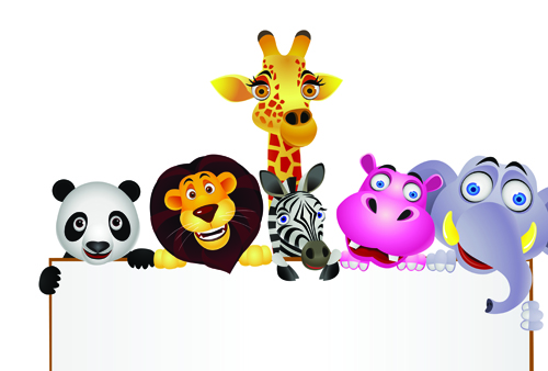 500x338 Cute Cartoon Animals And Billboard Vector 01