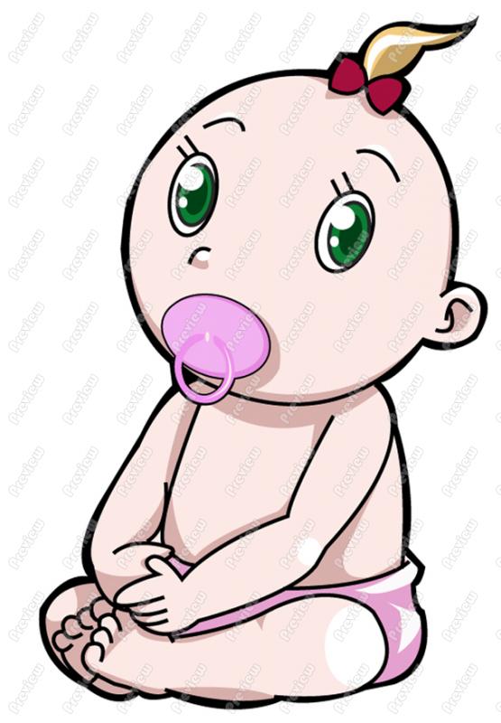 555x800 Baby Girl With Soother Clip Art