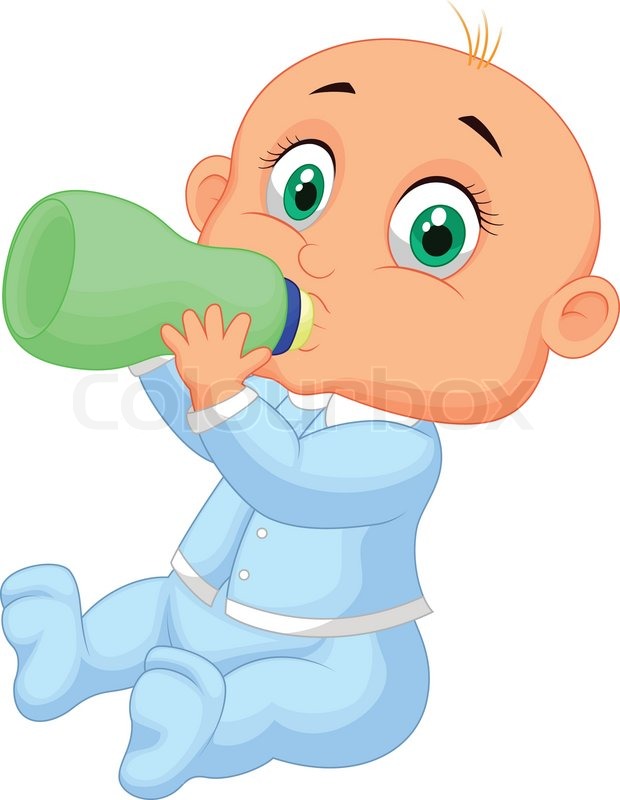 620x800 Vector Illustration Of Baby Boy Cartoon Drinking Milk Stock