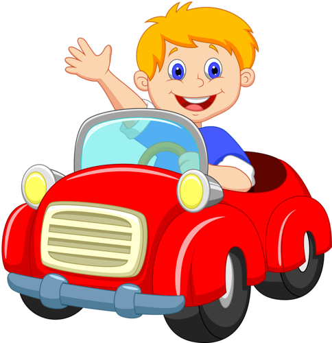 484x500 Boy Driving Red Car Clip Art