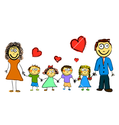 380x400 Cartoon Family Of 6