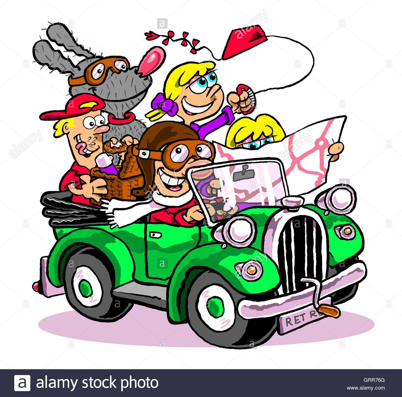 1300x1285 Cartoon Caricature Of Family Road Trip With Mom, Dad, Kids