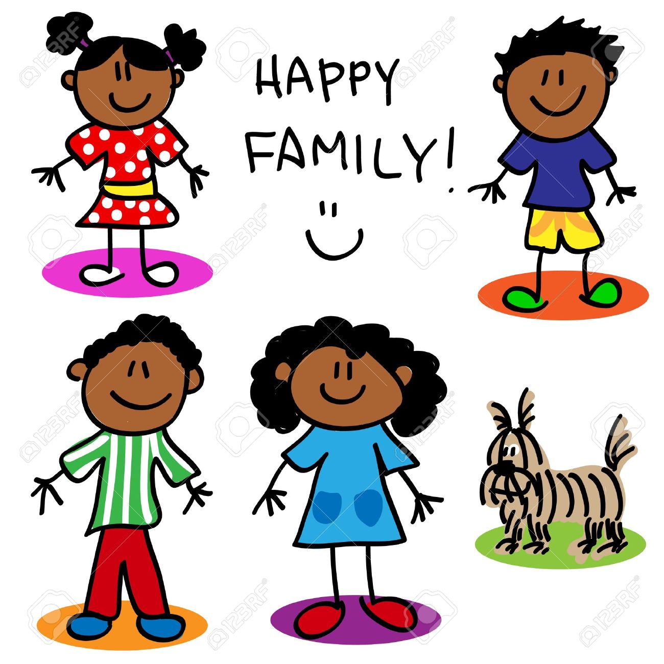 1300x1300 Fun Stick Figure Cartoon Black, Family, Father, Mother, Little