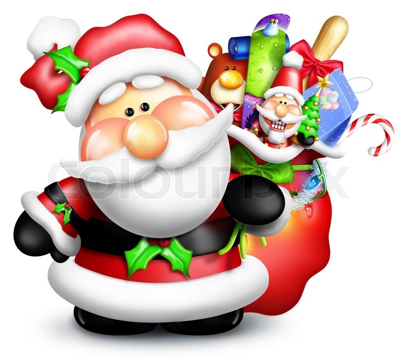 800x706 Cartoon Santa Claus With Gift Bag Stock Photo Colourbox