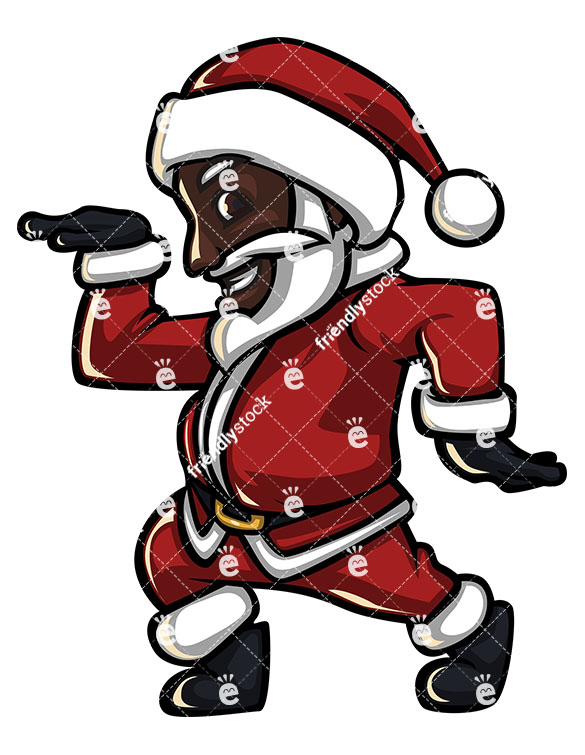 585x755 Groovy Black Santa Claus Disco Dancing Stock Vector Clipart