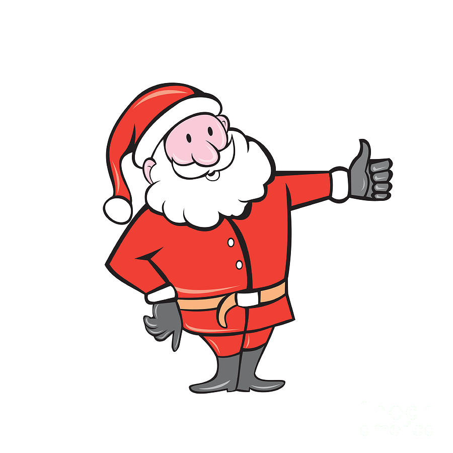900x900 Santa Claus Father Christmas Thumbs Up Cartoon Digital Art By