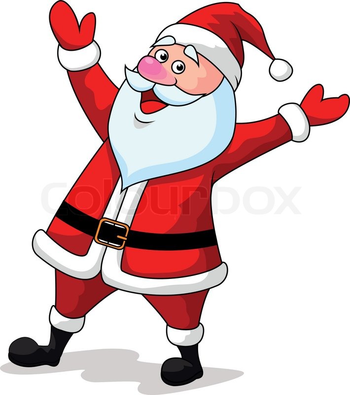 710x800 Vector Illustration Of Santa Clause Cartoon Waving Hands Stock