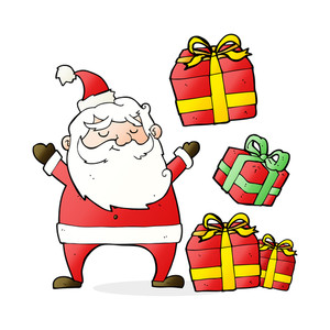 300x300 Cartoon Santa Claus Carrying Sack Of Presents Royalty Free Stock
