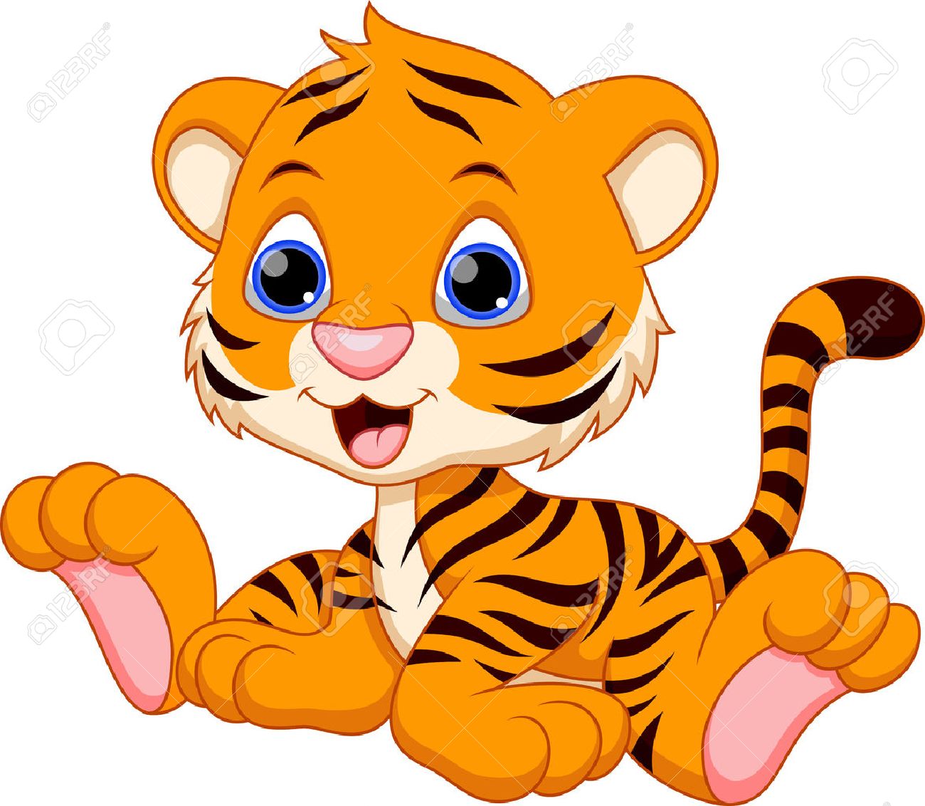 1300x1132 Cute Baby Tiger Cartoon Royalty Free Cliparts, Vectors, And Stock
