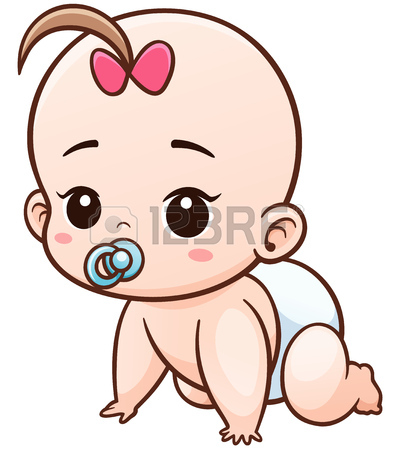 394x450 Vector Illustration Of Cartoon Cute Baby Eating Royalty Free