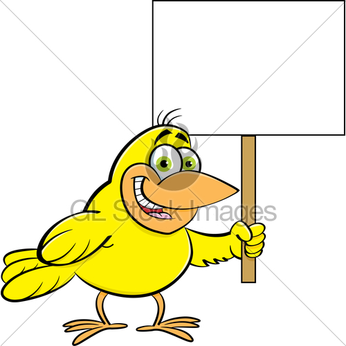 500x500 Cartoon Bird Holding A Sign. Gl Stock Images