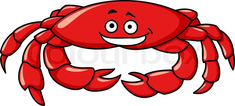 800x362 Colorful Red Marine Cartoon Crab With A Smiling Face And Big Claws
