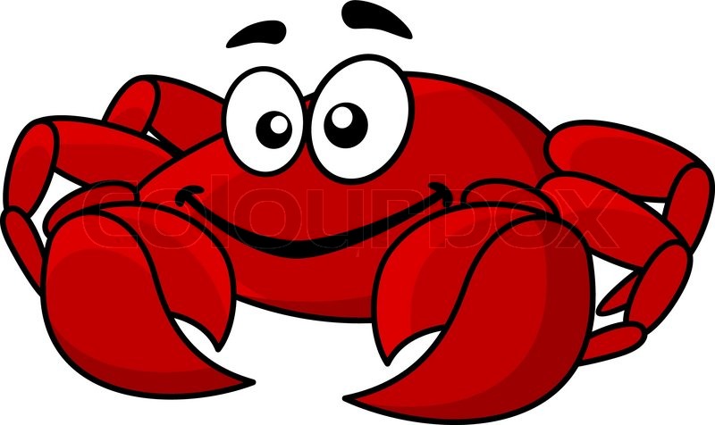 800x476 Fun Smiling Red Cartoon Marine Crab With Big Front Claws