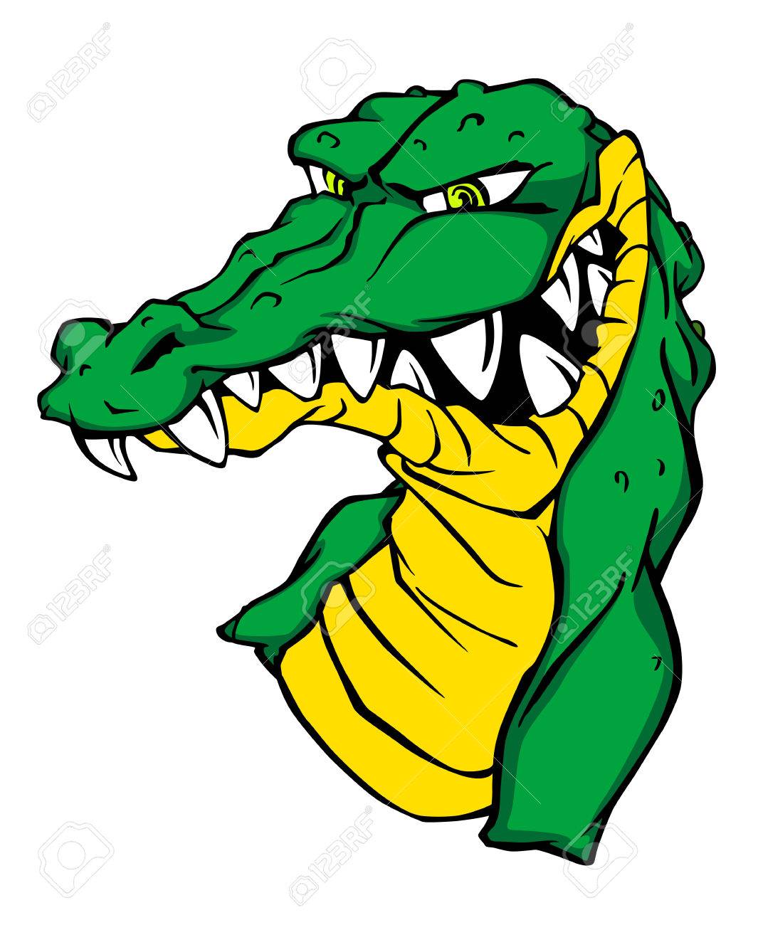 1065x1300 Angry Green Alligator Crocodile In Cartoon Style. Vector