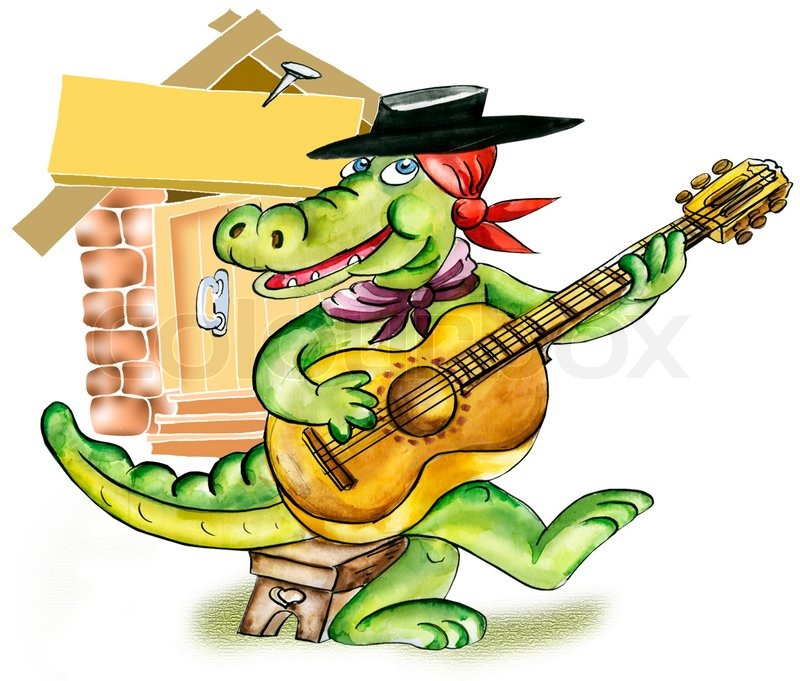 800x681 Cartoon Alligator Playing Guitar Stock Photo Colourbox