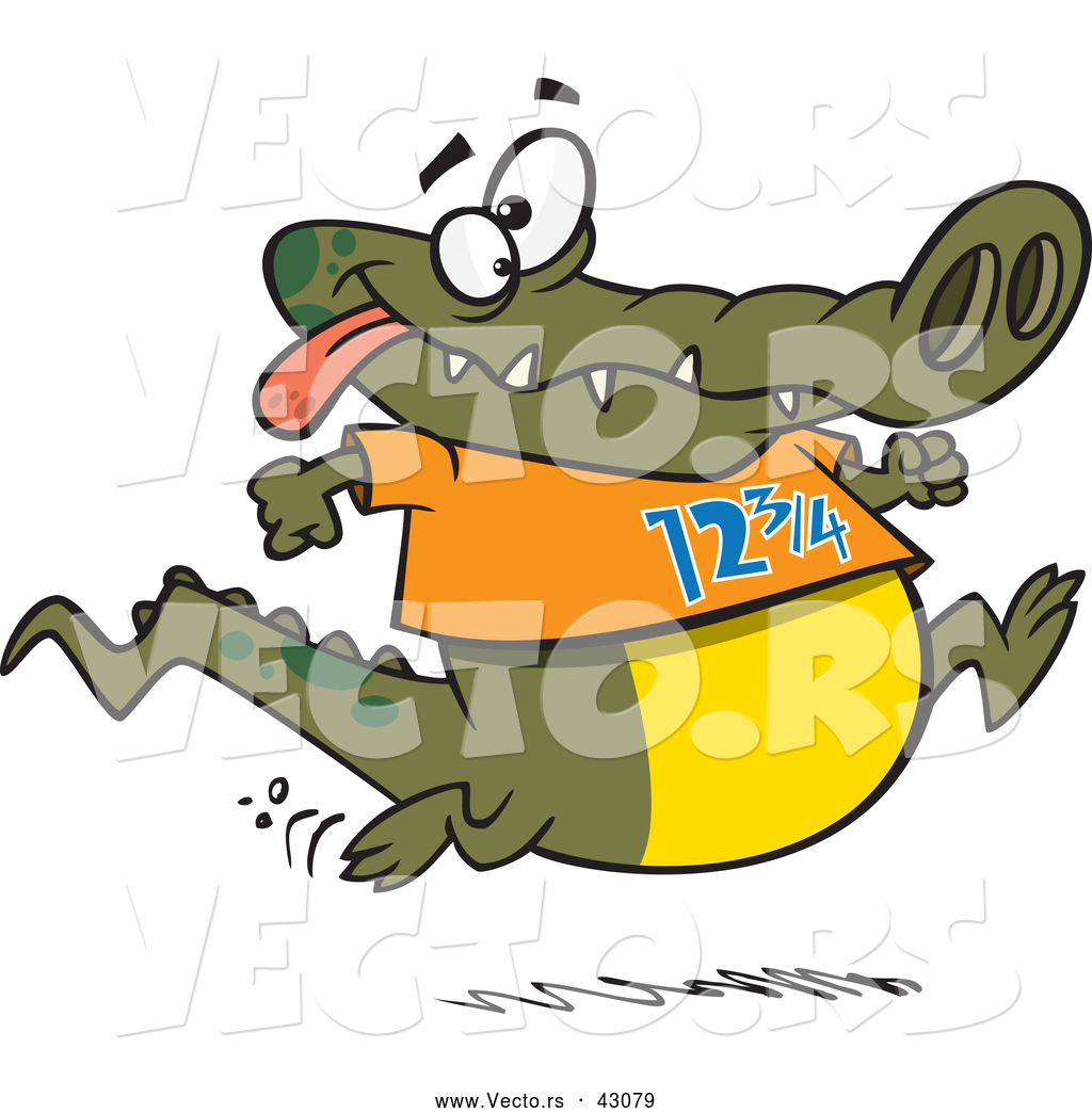 1024x1044 Vector Of A Jogging Cartoon Alligator Smiling And Wearing