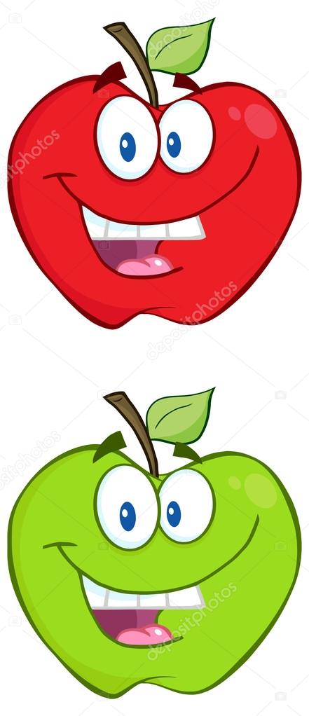 441x1022 Green And Red Cartoon Apples Stock Vector Hittoon