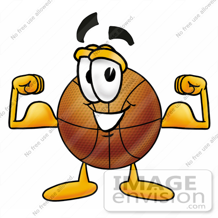 450x450 Clip Art Graphic Of A Basketball Cartoon Character Flexing His Arm