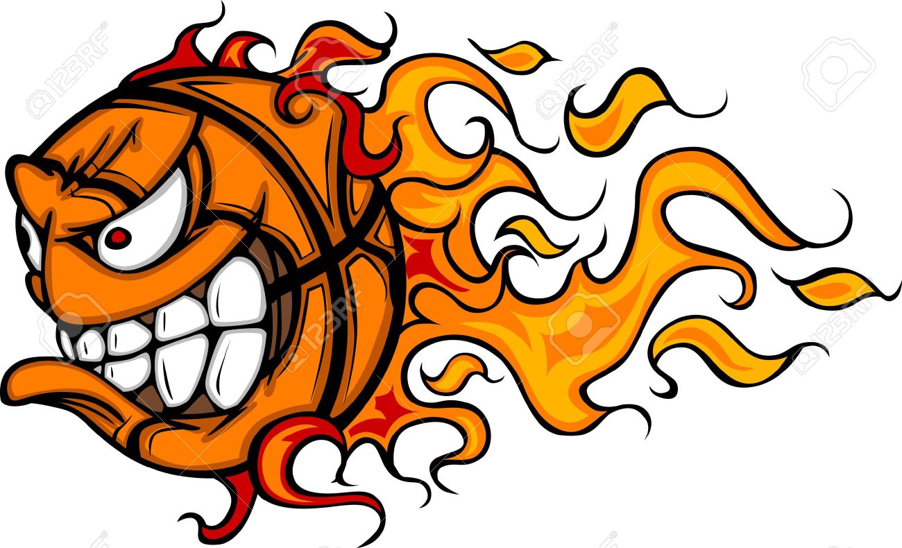 1300x790 Flaming Basketball Face Cartoon Royalty Free Cliparts, Vectors