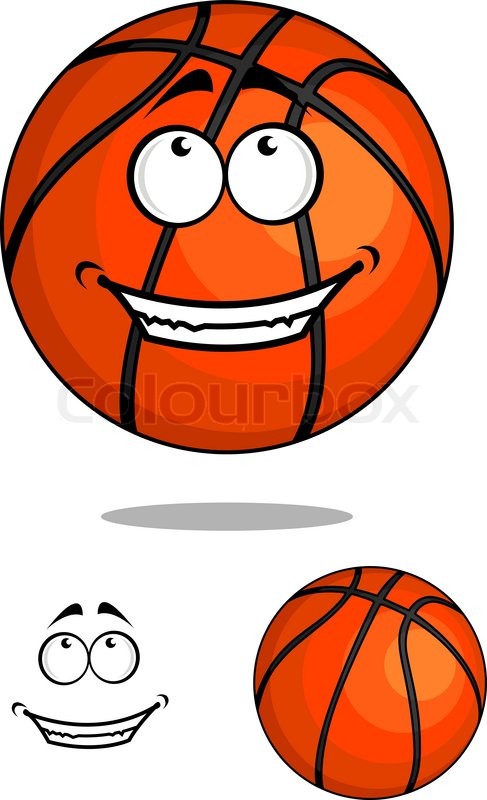 487x800 Grinning Happy Cartoon Basketball Ball Character For Sports