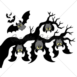 325x325 Cartoon Bats With Full Moon Gl Stock Images
