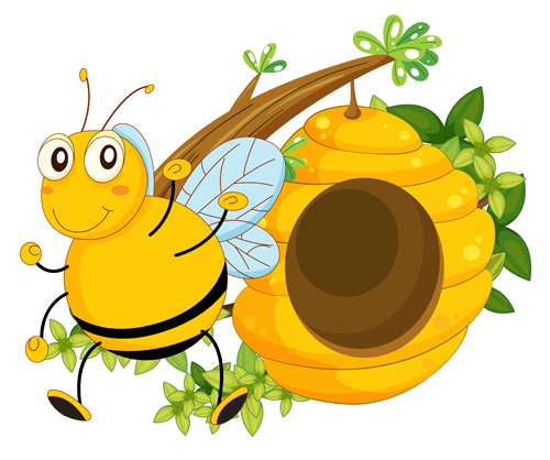 500x418 Cartoon Bee And Beehive Vector Material 13