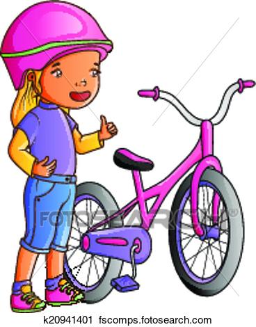 368x470 Clipart Of Cartoon Cute Little Girl With Bicycle K20941401