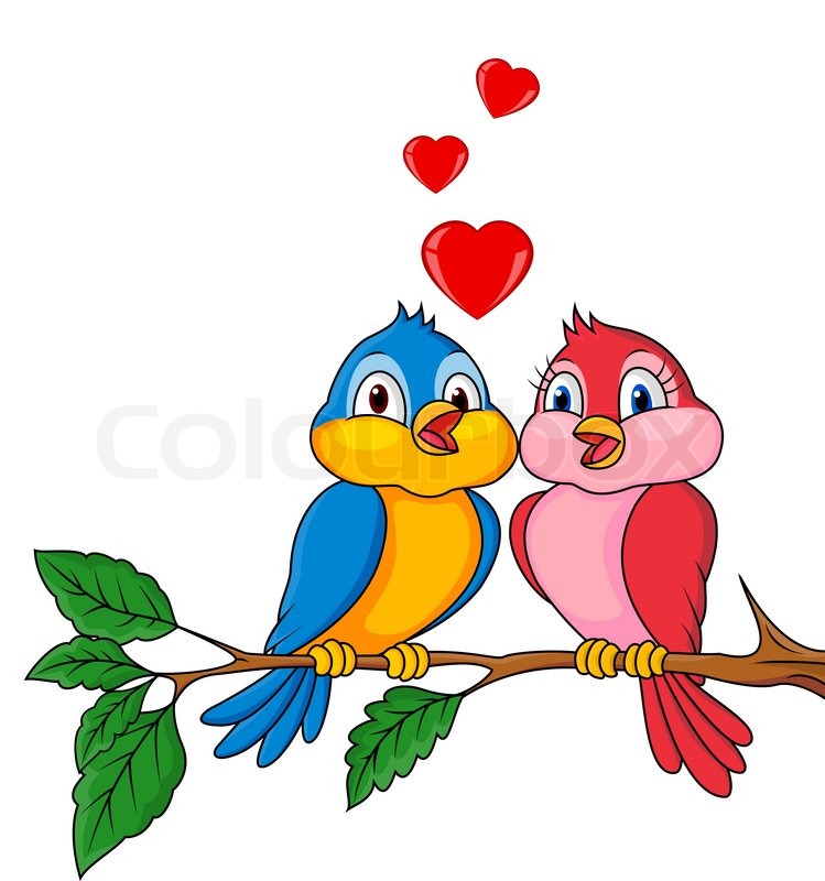 749x800 Vector Illustration Of Birds Cartoon With Love Stock Vector