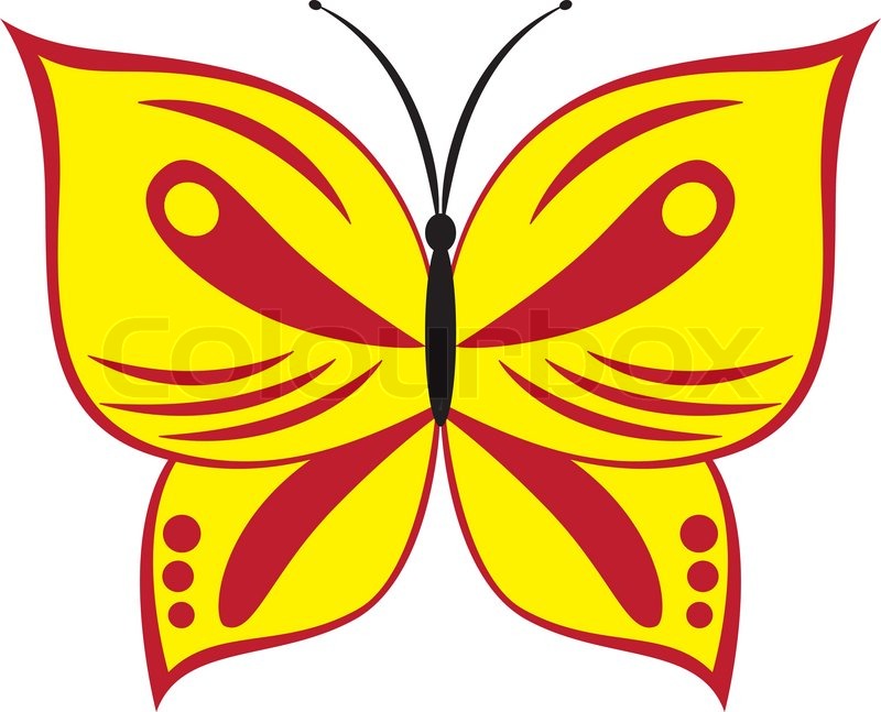 800x647 Vector Illustration Of Cartoon Red And Yellow Butterfly Stock