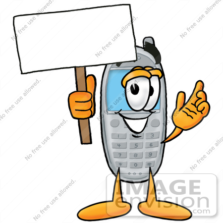 450x450 Cliprt Graphic Of Gray Cell Phone Cartoon Character Holding