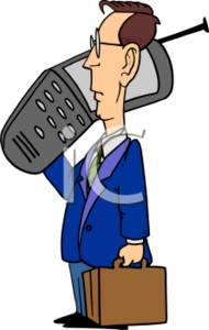 190x300 Cartoon Clipart Picture Of Businessman With A Huge Cell Phone
