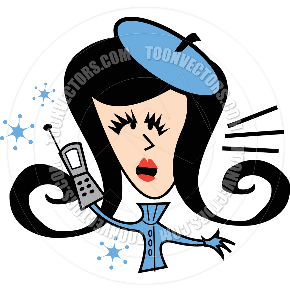 940x940 Cartoon Woman Cell Phone Vector Illustration By Clip Art Guy