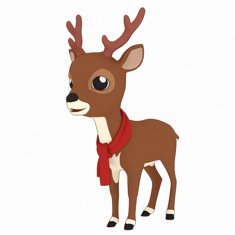 800x800 Cartoon Christmas Deer 3d Model