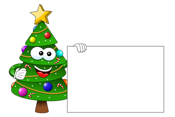 600x400 Funny Cartoon Christmas Tree Vector 04