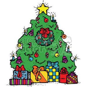 300x300 Royalty Free Cartoon Christmas Tree 143810 Vector Clip Art Image