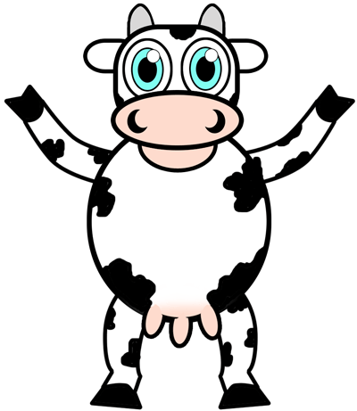 400x461 How To Draw Standing Cartoon Cows Easy Steps Tutorial