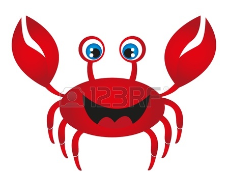 450x381 Red Crab Cartoon In The Beach Landscape. Vector Royalty Free